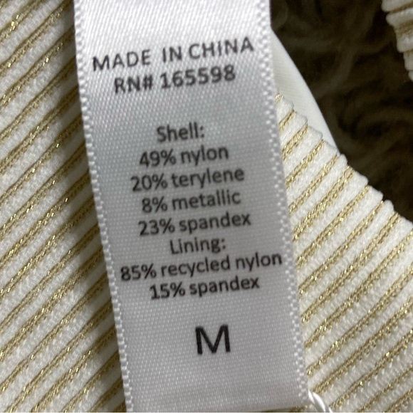 NWT Andie Swim The 90’s High Waist Bikini Bottom White and Gold Ribbed Size Med - Picture 6 of 8